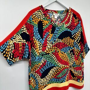 Tru Luxe Jeans Top Shirt Size Medium Boxy Confetti Print Half Sleeves New Blouse